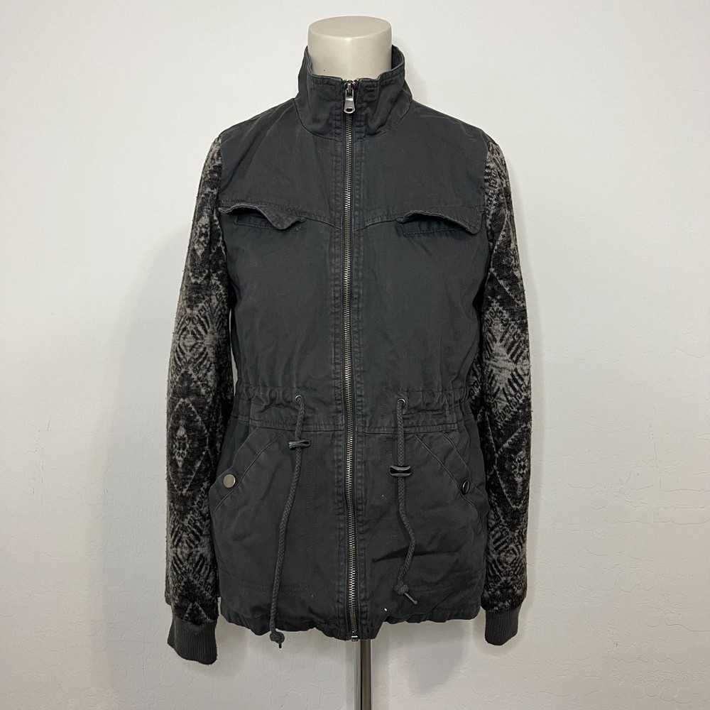 Mossimo Supply Co. Utility Knit Pattern Tie String Sweater Zip Up Jacket Coat SM